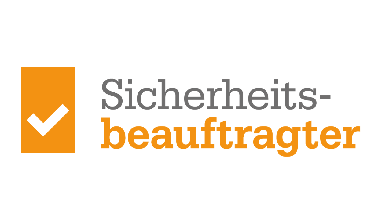 Das Logo des Fachmagazins Sicherheitsbeauftragter: auf der linken Seite ist ein orangefarbenes Rechteck, auf dem ein Häkchen-Icon abgebildet ist. Rechts davon ist das Wort Sicherheitsbeauftragter zu erkennen.