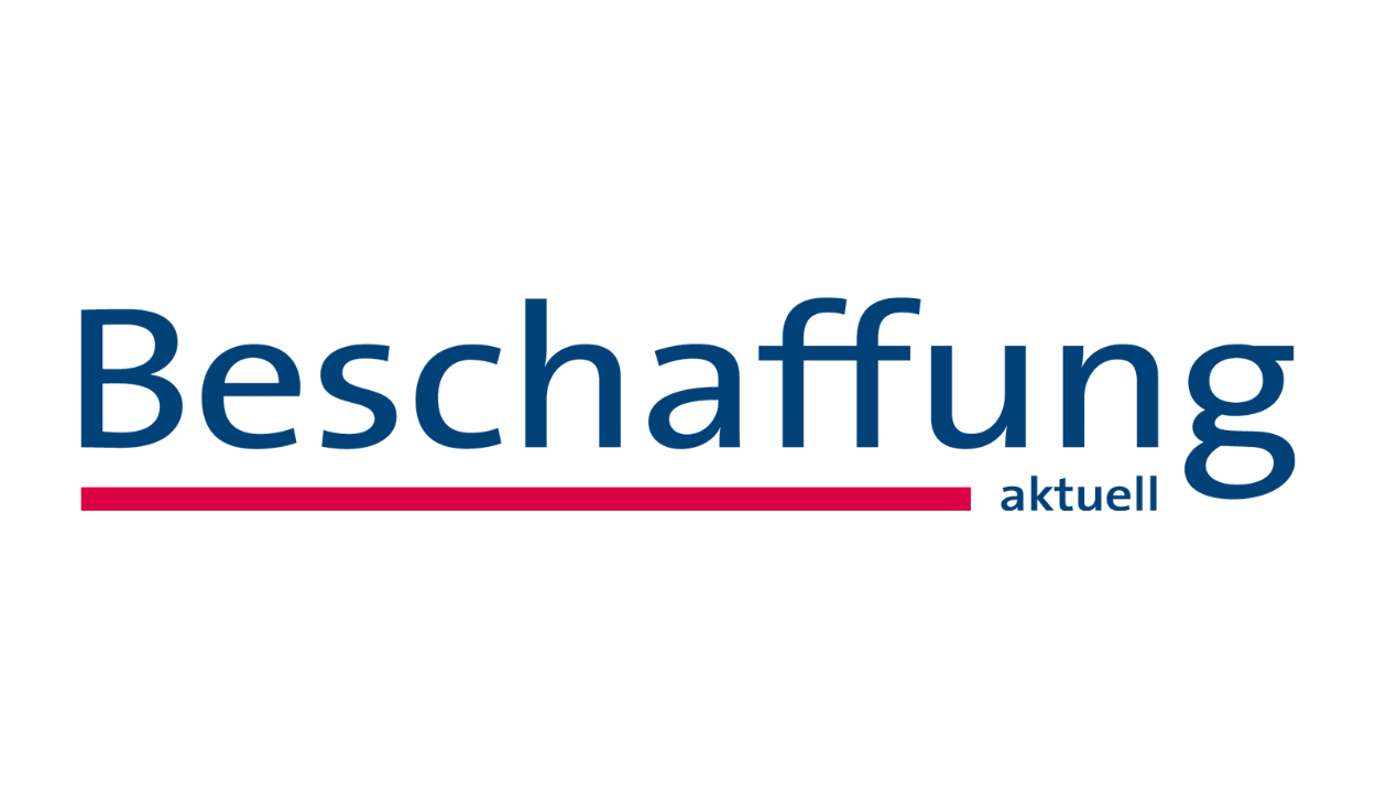 Das Wortbild-Logo der Beschaffung aktuell in einer dunkelblauen Schriftfarbe und einem roten Strich darunter.