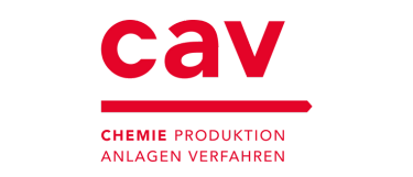 Das Wordbild-Logo der „cav“ in Rot mit einem roten Pfeil nach rechts darunter.